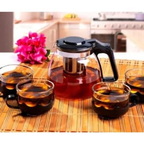 Chaleira Bule Infusor 1L E 4 Xícaras Em Vidro Inox Cozinha