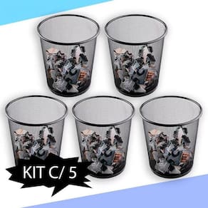 Kit 5 Lixeira Talada Preta Aramado 10 Litros Cozinha Redonda