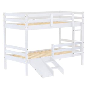 Beliche Solteiro Infantil Eco e Mini Escada/Escorregador Madeira Maciça Branco Mobilistore