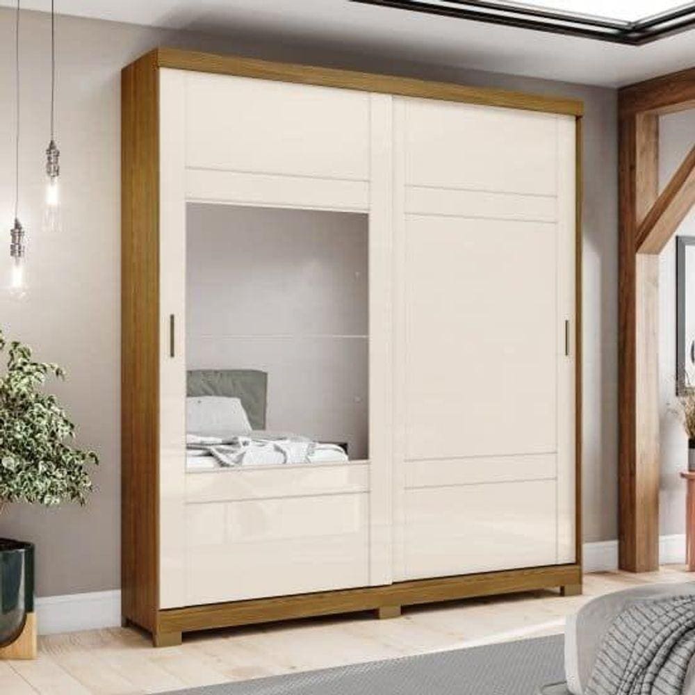 Guarda Roupa Casal Verg 2 Portas de Correr Nature/Off White Henn Móveis