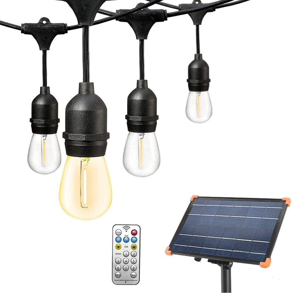 Varal De Luzes Solar Externo 8 Lâmpadas Led Filamento 2700K