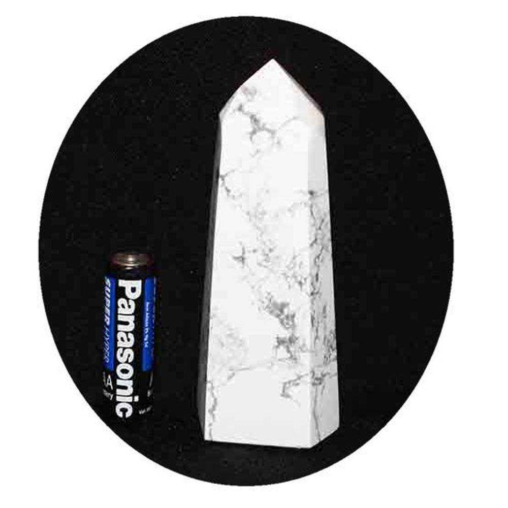 Ponta Howlita Natural 10cm Lapidação Gerador Sextavado