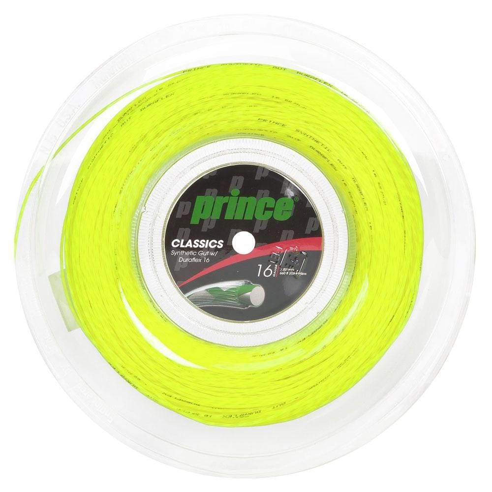 Corda Prince Synthetic Gut Duraflex 16L 1.30mm Verde Limão Rolo com 200 metros