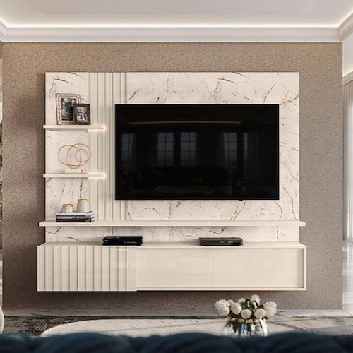 imagem-Rack Atena para TV de até 65 polegadas - CALACATA / OFF WHITE - Madetec
