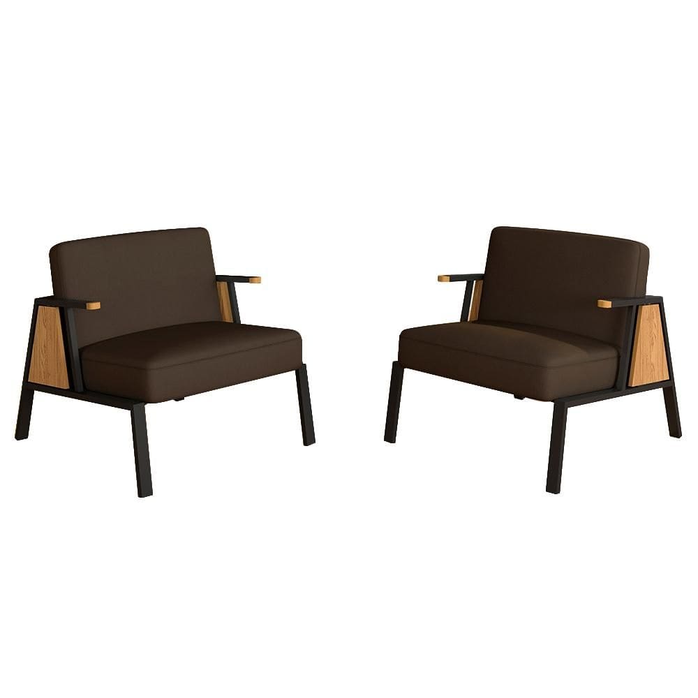 Kit 2 Poltronas Decorativa Newark Preto/cinamomo/marrom - M. Arapongas
