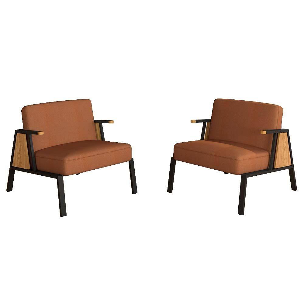 Kit 2 Poltronas Decorativa Newark Preto/cinamomo/terrac - M. Arapongas