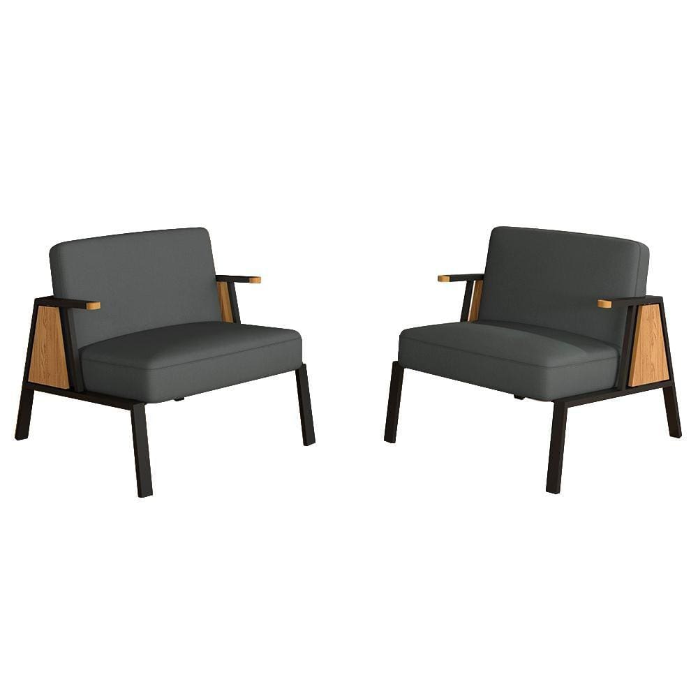 Kit 2 Poltronas Decorativa Newark Preto/cinamomo/cinza - M. Arapongas