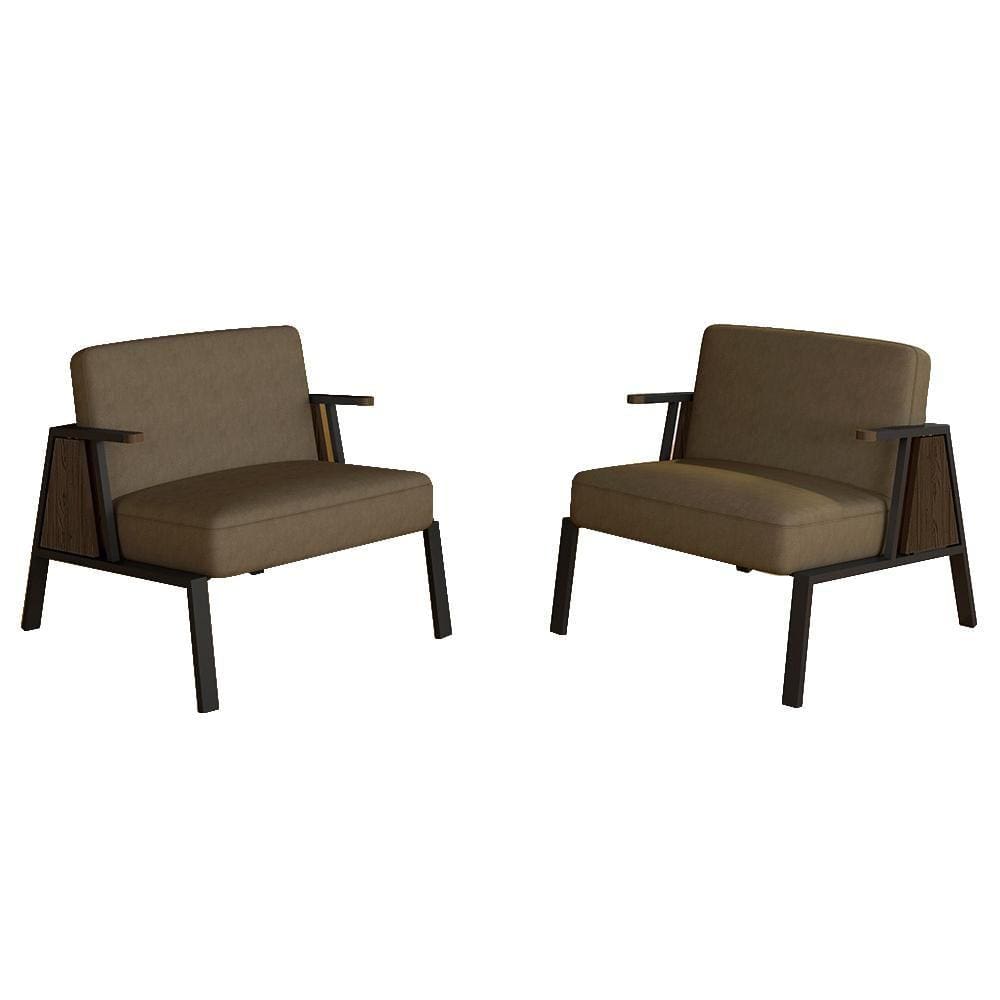 Kit 2 Poltronas Decorativa Newark Preto/imbuia/capuccin - M. Arapongas