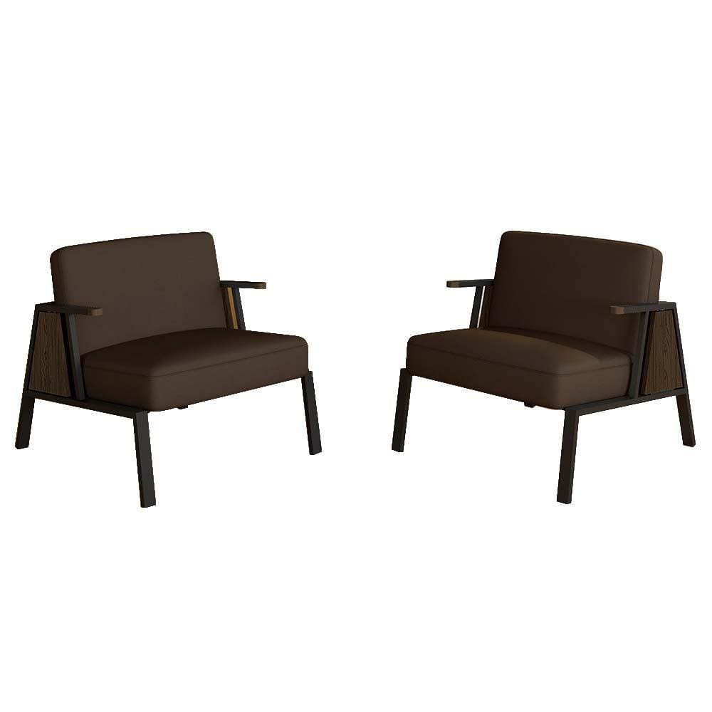 Kit 2 Poltronas Decorativa Newark Preto/imbuia/marrom - M. Arapongas