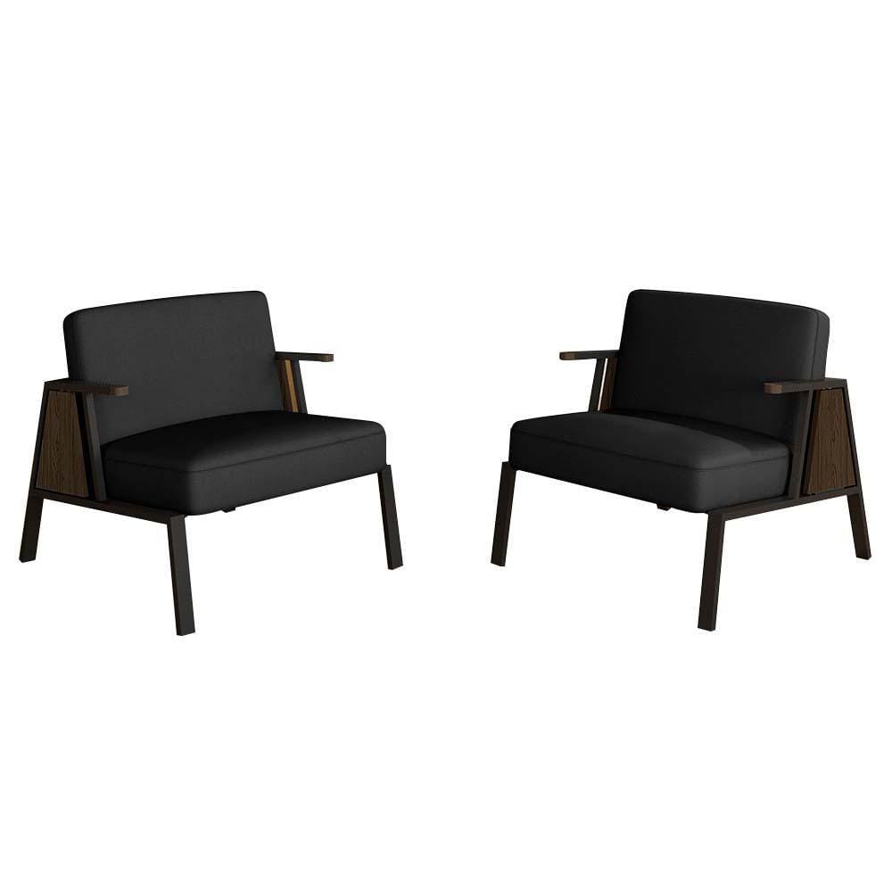 Kit 2 Poltronas Decorativa Newark Preto/imbuia/preto - M. Arapongas