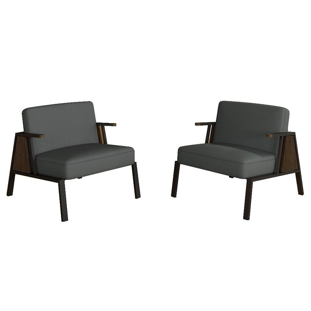 Kit 2 Poltronas Decorativa Newark Preto/imbuia/cinza - M. Arapongas