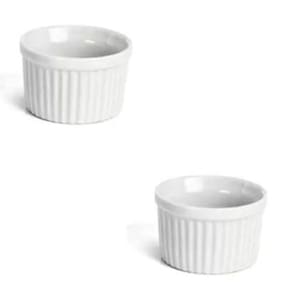 Kit 2 Ramekin Cerâmica Branco 50ml Molheira Potinho