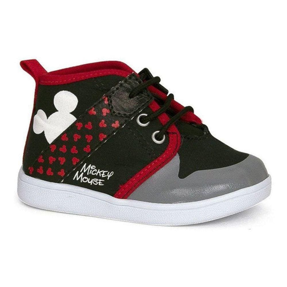 Tênis Infantil Mickey Mouse Disney Nº25 Cor Preto com Vermelho - Sugar Shoes