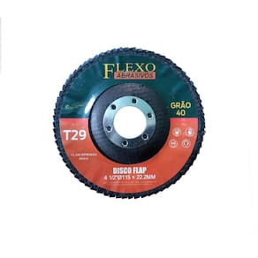 DISCO FLAP DE 4 1/2 115mm GRÃO 40 T29 10/UN