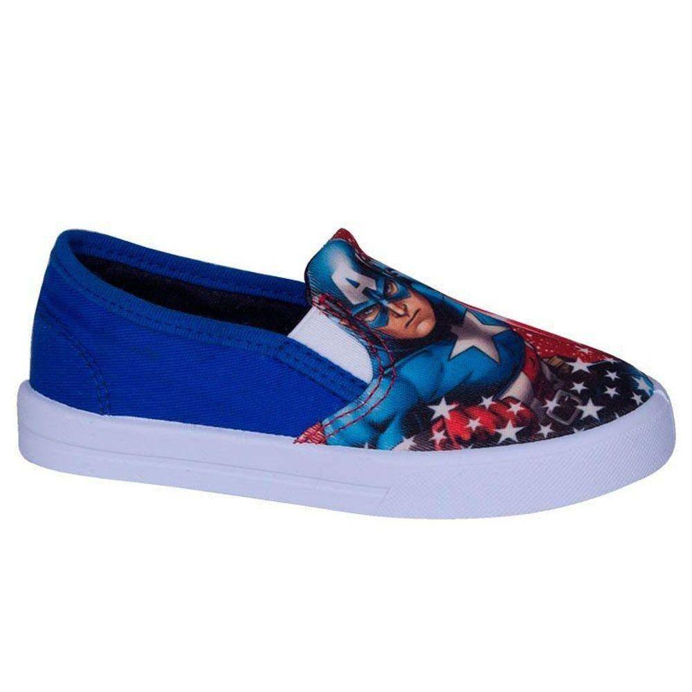 Tênis Infantil Masculino Capitão América Vingadores Marvel Nº22 Cor Azul - Sugar Shoes
