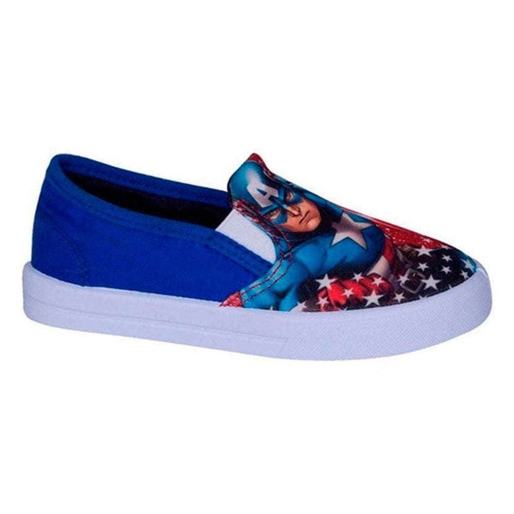 Tênis Infantil Masculino Capitão América Vingadores Marvel Nº30 Cor Azul - Sugar Shoes