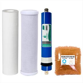 Kit Refil Reposição Deionizador Osmose Membrana 100g Resina
