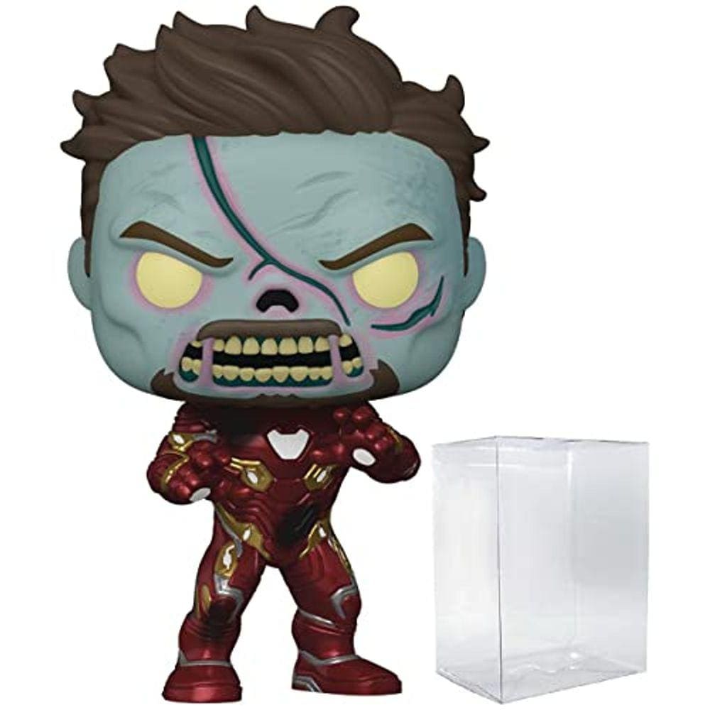 Marvel: E se? - Zumbi Homem de Ferro [Tony Stark] Funko Pop! Boneco de vinil (fornecido com capa protetora compatível com Pop Box)