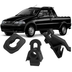 Kit Grampos Presilhas Para Haste Vareta do Capô Strada G2 2001 2002 2003 2004 2005 2006 2007