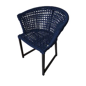 Cadeira Salinas Corda Náutica Base em Alumínio Preto/azul Marinho