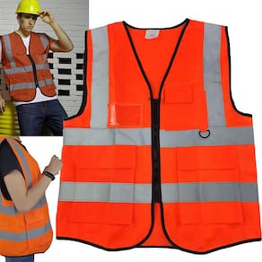 Colete Faixa Sinalizador Blusao Fluorescente Refletivo Segurança Trabalho EPI Obra Construçao Transito Estacionamento Ziper Bolsos Porta Caneta Cracha