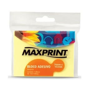 Bloco Autoadesivo 76X102Mm Amarelo Neon 100Fls - Maxprint