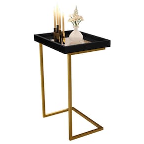 Mesa de Apoio 4774 Preto Pé De Ferro Dourado JB Bechara