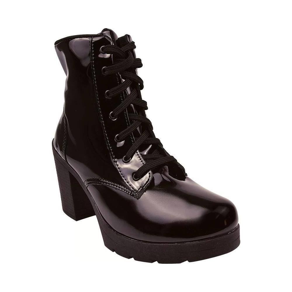 Bota coturno best sale salto alto verniz