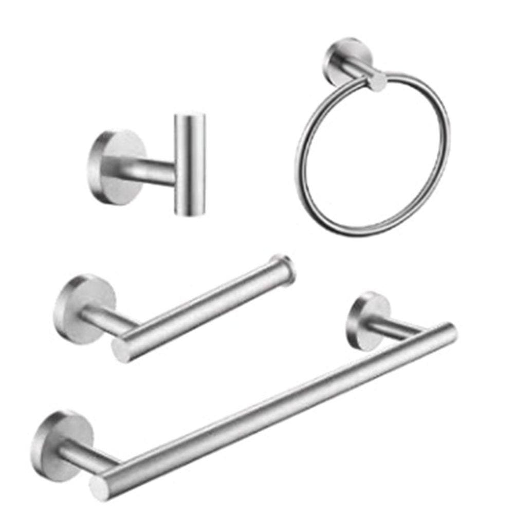 Kit Acessórios Para Banheiro Aço Inox Escovado Fosco 4 Peças