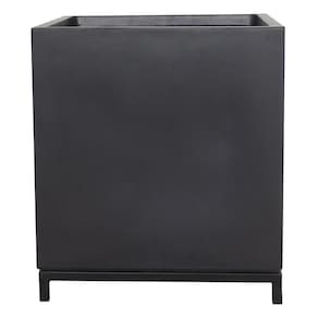 Vaso em Fibra de Vidro Cinza com Metal 30x35cm Cinza Just Home Collection