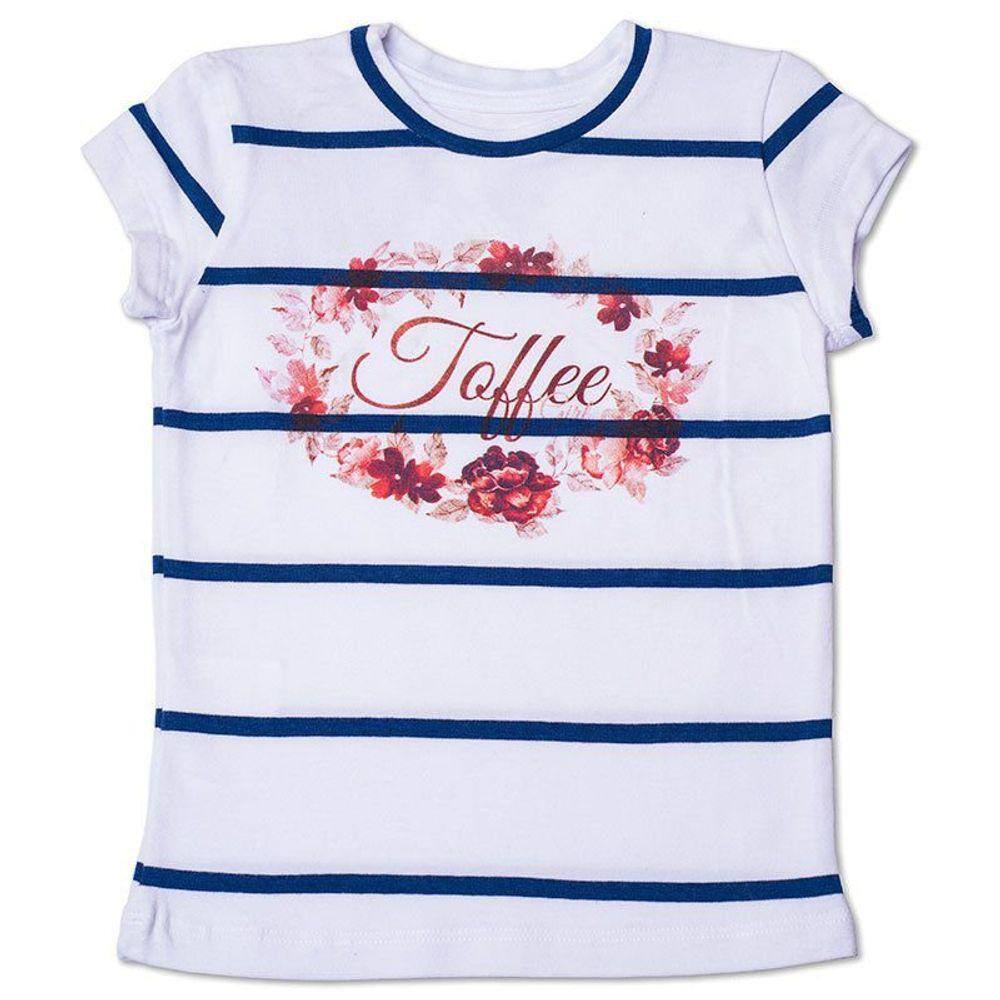 Baby Look Infantil Listrada com Arte Toffee Cor Branca - Nº04