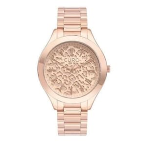 Relógio de Pulso Euro Feminino Analógico Casual Fashion Prova Dágua 50 Metros Fundo Aminal Print Ouro Rosa EU2036YTW/4J