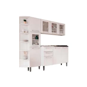 Cozinha Completa Evidence 4 Peças (1 Armário + 1 Balcão + 1 Paneleiro + 1 Complemento) C4p44 Branco
