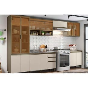 Cozinha Completa 8Pçs (2 Armários + 2 Balcões + 2 Paneleiros + 2 Complementos) C8p08 Duna/cristal