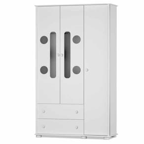 Guarda Roupa Infantil 3 Portas e 2 Gavetas Vitta 100% MDF Cor Branco Brilho - Matic Móveis