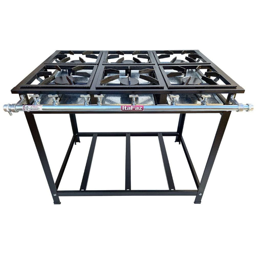 Fogão 6 Bocas Itafaz Industrial Baixa Pressão Qs Preto