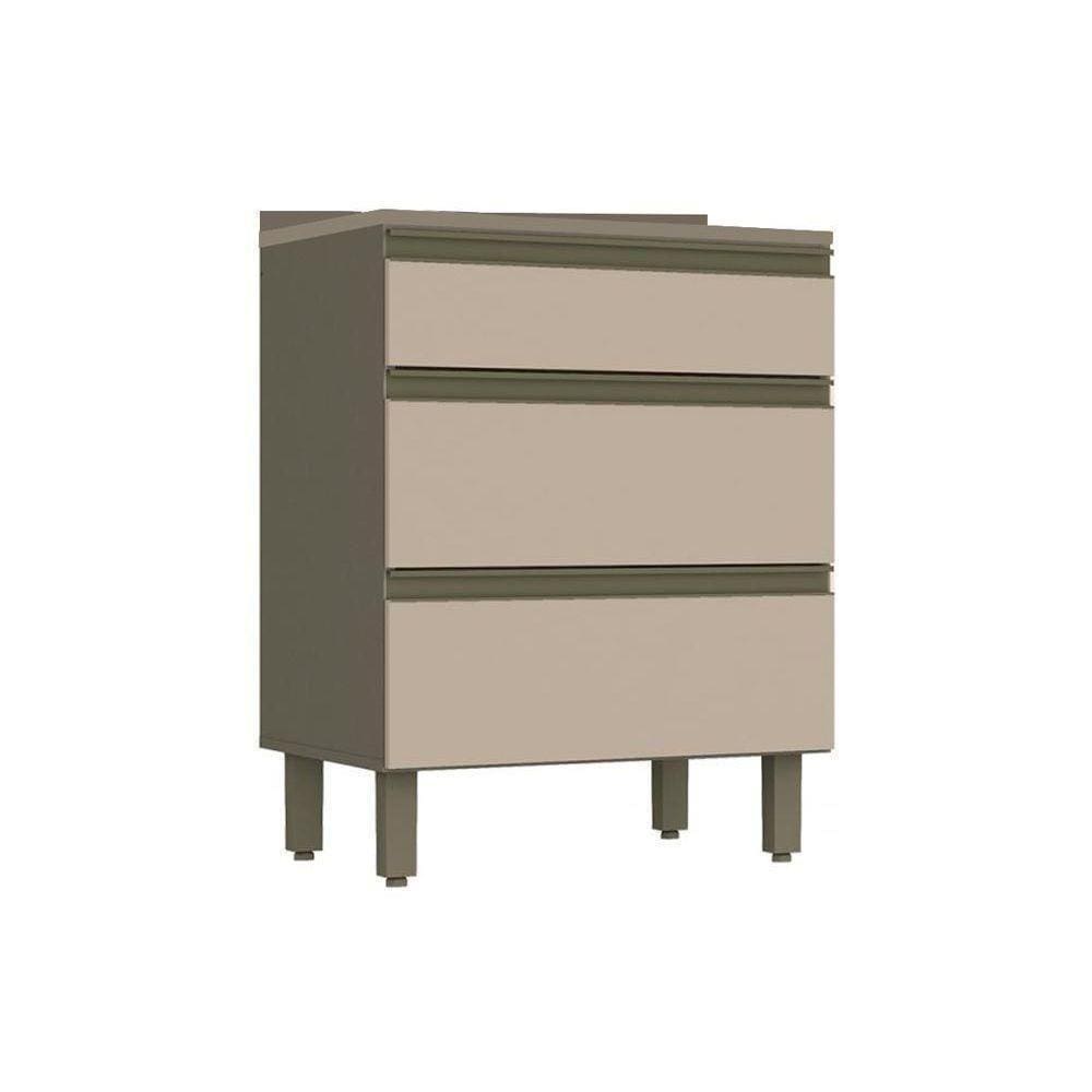 Gabinete De Cozinha Modulado Balcão Connect 3 Gavetas C/tampo Duna/cristal - Henn