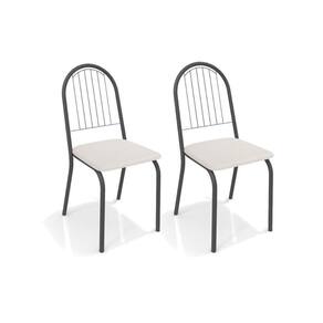 Cadeira Sala De Jantar Noruega 2C077Prf Kit 2 Un Preto Fosco/Courano Branco - Kappesberg