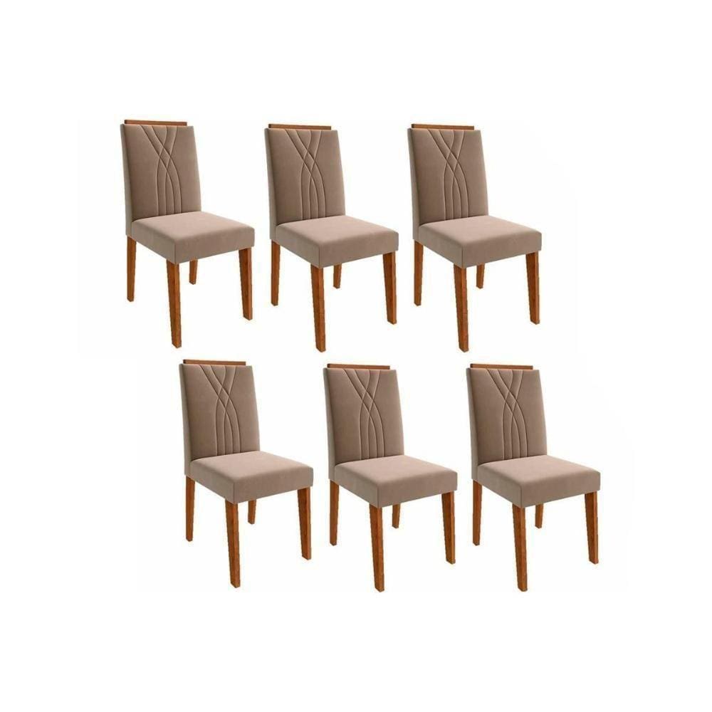 Cadeira Sala De Jantar Nicole Kit 6 Un Savana/Suede Joli - Cimol