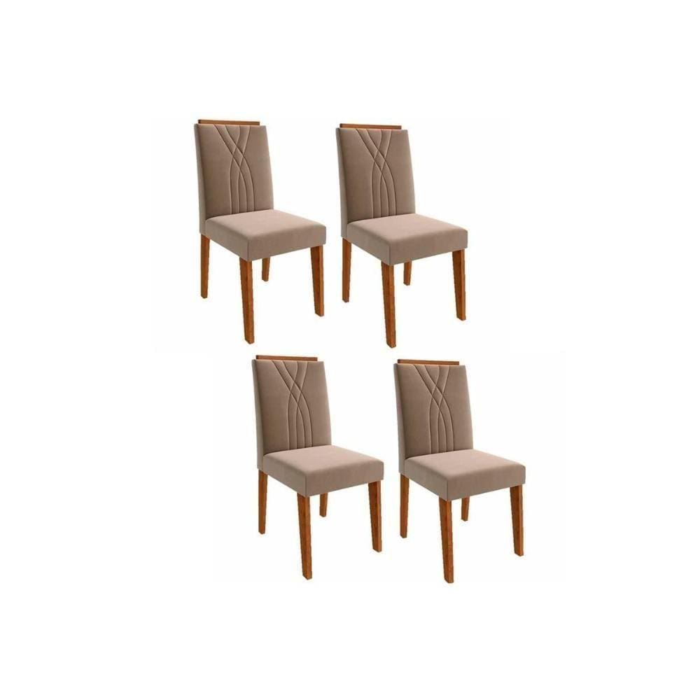 Cadeira Sala De Jantar Nicole Kit 4 Un Savana/Suede Joli - Cimol