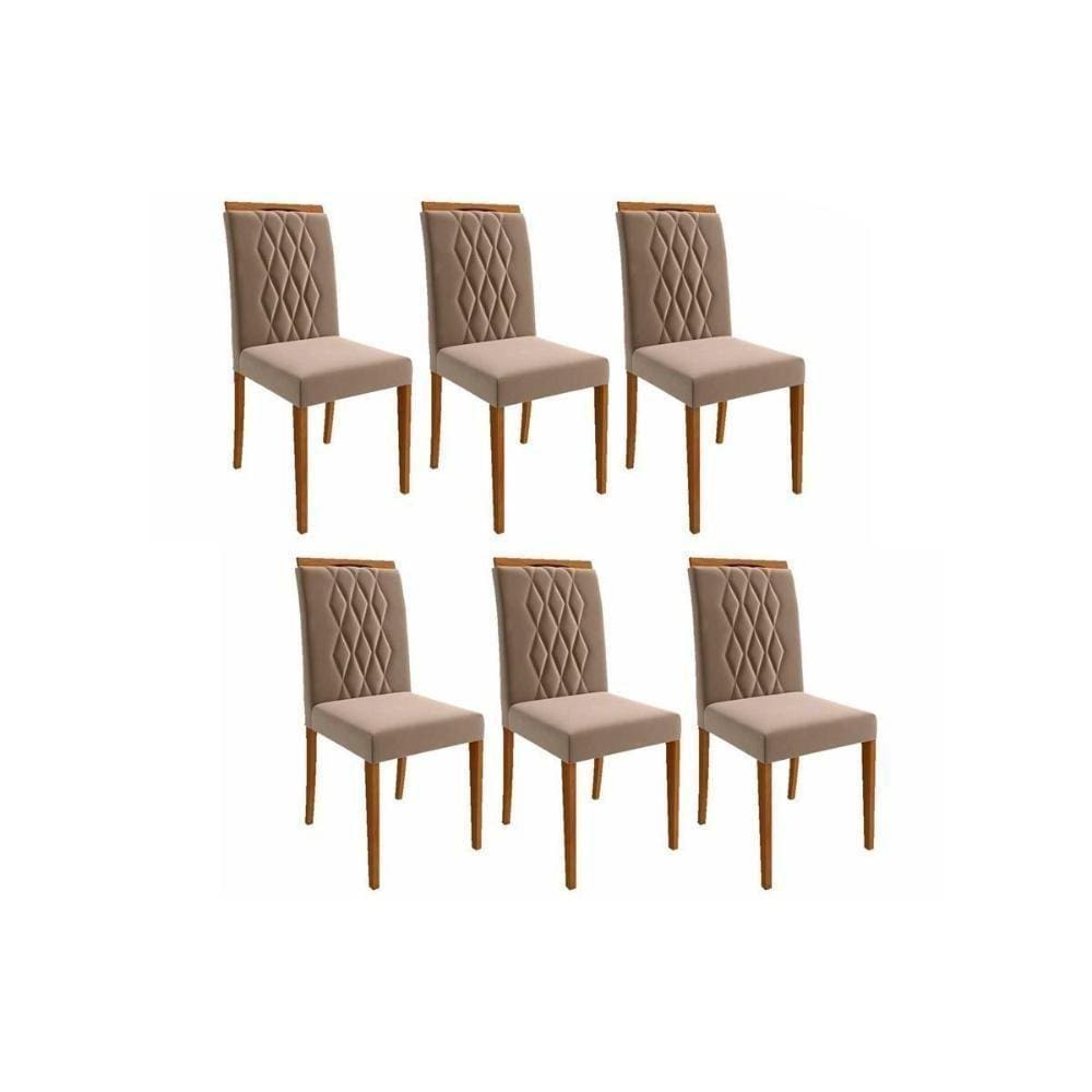 Cadeira Sala De Jantar Juliana Kit 6 Un Madeira/Suede Joli - Cimol