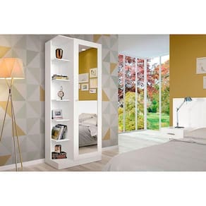 Armário Sapateira Quarto Duetto C/ 1 Porta C/ Espelho Branco - Henn