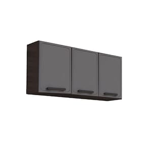 Armário Aéreo P/ Cozinha Estilo 7008 C/ 3 Portas 120cm Cinza/grafite - Bertolini