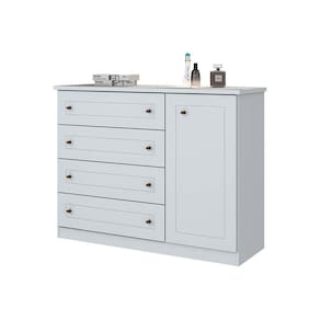 Cômoda Solteiro Americana C/ 1 Porta E 4 Gavetas Branco - Henn