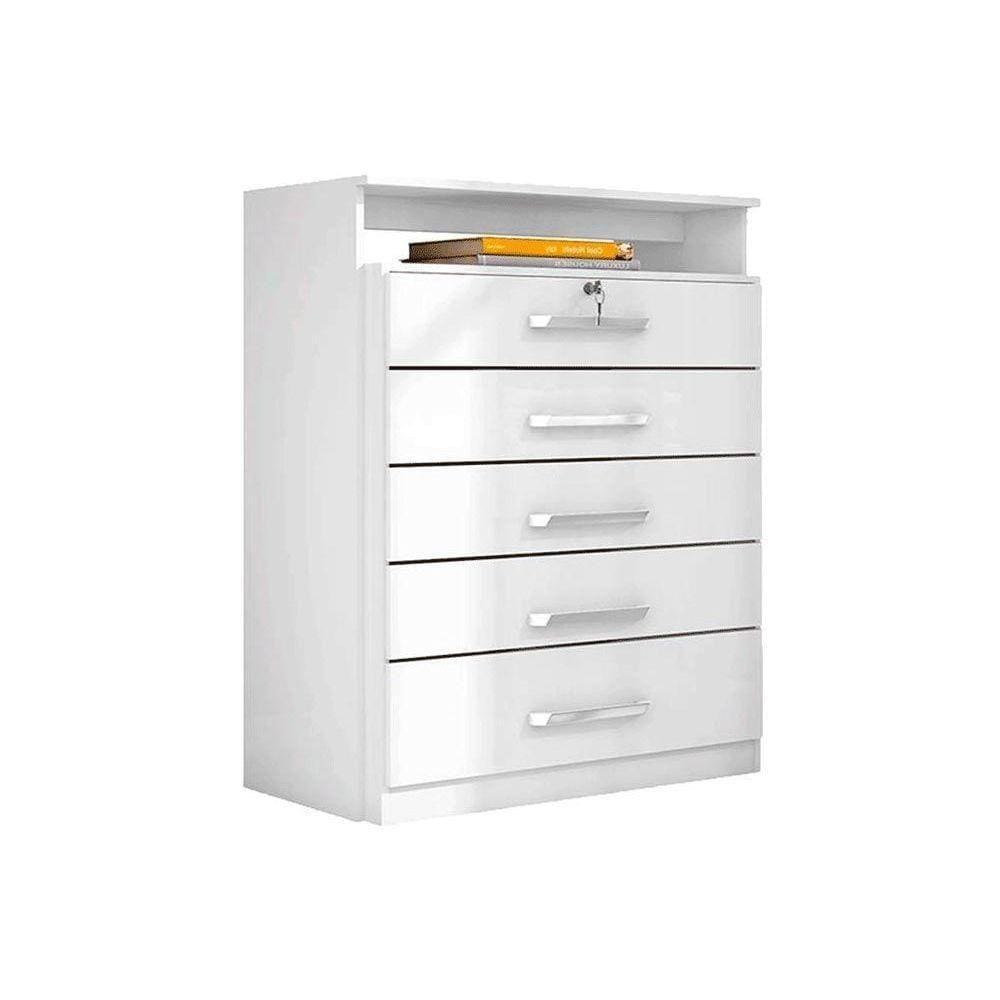 Cômoda Solteiro Triunfo Ch C/ 1 Nicho E 5 Gavetas Branco - Demóbile