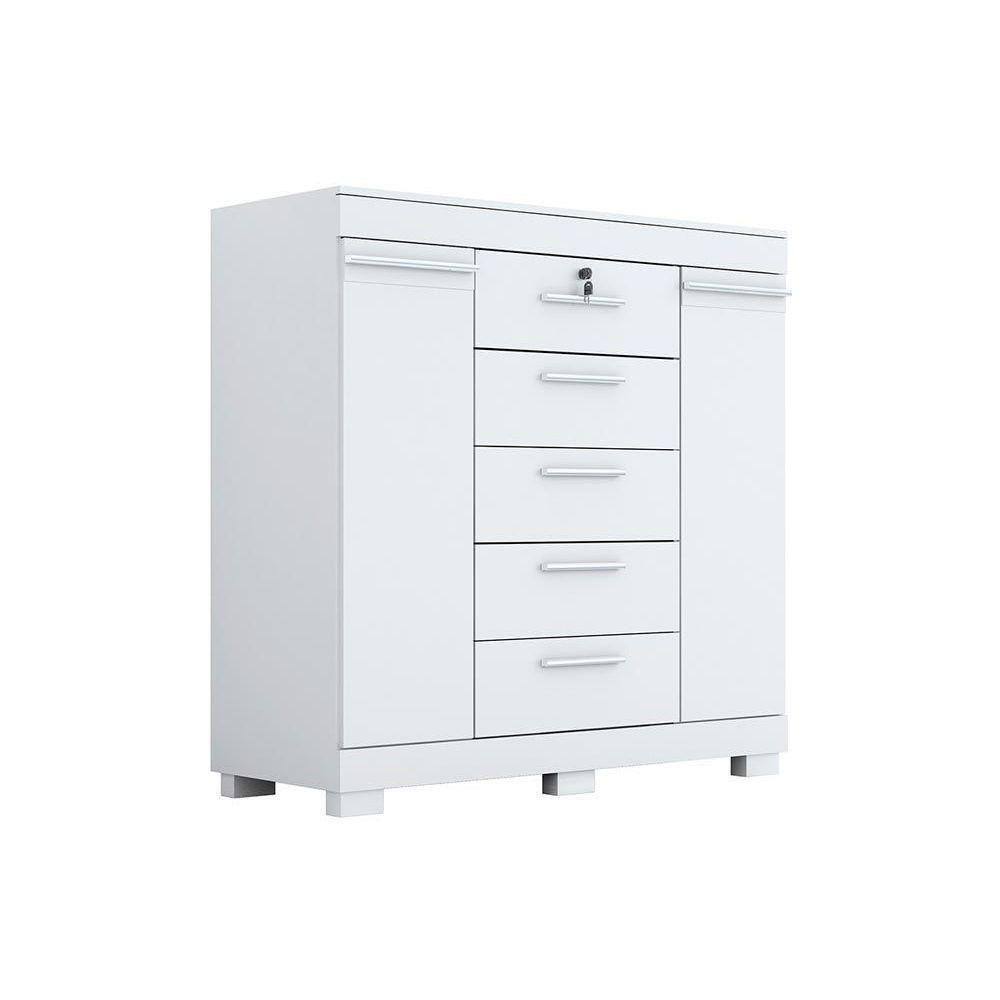 Cômoda De Quarto Diana C/ 2 Portas E 5 Gavetas Branco - Acp