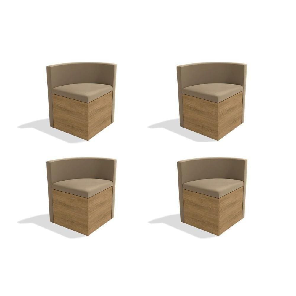 Cadeira Sala De Jantar 4cad800 Kit 4 Un Freijó/suede Bege Geométrico - Kappesberg