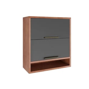 Armário Aéreo P/ Cozinha Syrah C/ 2 Portas 80cm Castanho/chumbo - Ronipa