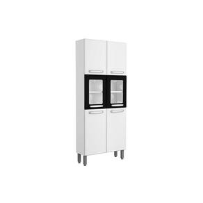 Paneleiro De Cozinha Modulado Evidence 7039 6 Portas (2 C/ Vidro) Branco/preto - Bertolini