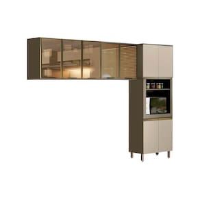 Cozinha Modulada Henn Connect 3 Peças (2 Armários + 1 Paneleiro) Cpt15 Duna/cristal